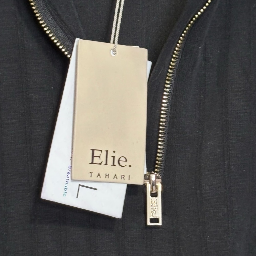 NWT Elie Tahari black striped Zip-Up - Picture 4 of 10